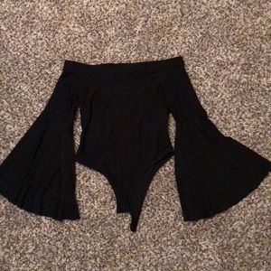 Off the shoulder black bodysuit